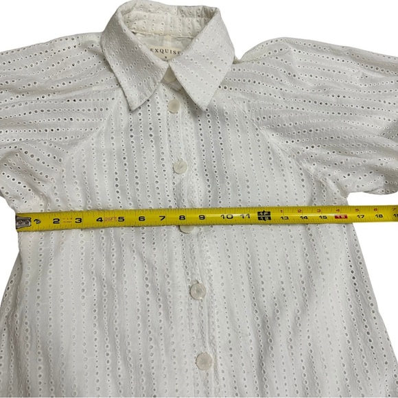 Anthropologie Exquise Julien Eyelet White Mini Dress SZ Medium Feminine GUC - Picture 9 of 12